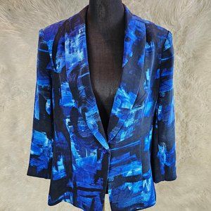 Guess Women's Blue and Black Blazer Siz L